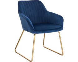 eetkamerstoelen met fluweel beklede keukenstoel metalen poten, blauw