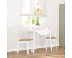 Eetkamerstoelen met kussen, 2 stuks, wit, massief hout, rubberen boom, ergonomische stoelen met rugleuning voor comfort en duurzaamheid, natuurlijk materiaal voor eetkamer en woonkamer