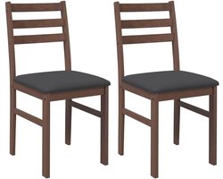 Eetkamerstoelen met kussens 2 st massief hout rubber bruin