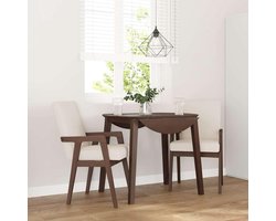 Eetkamerstoelen met kussens 2 stuks bruin massief hout rubberen boom, gestoffeerde stoel eetstoelen keukenstoel voor eetkamer keuken woonkamer 4102481