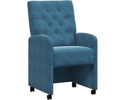 Eetkamerstoelen met wieltjes, 2 stuks, blauw, 58 x 67 x 97 cm, fluweel, gestoffeerde stoel, eetstoelen, keukenstoel voor eetkamer, keuken, woonkamer42017865