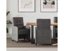 Eetkamerstoelen met wieltjes - Gestoffeerde stoelen - Comfortabel zitten - Set van 2 stuks