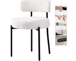 Eetkamerstoelen - Minimalistische moderne eettafel met rugleuning - Wit - Gebogen rugleuning - Moderne keukenstoelen - Gestoffeerde stoelen voor de woonkamer