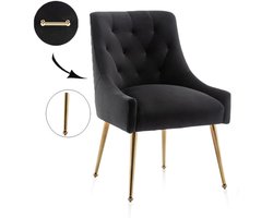 Eetkamerstoelen - Moderne eetkamerstoelen - Gouden poten - zwart - Fluweel eetkamerstoelen - Moderne fluwelen eetkamerstoelen