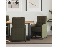 Eetkamerstoelen op wielen - Stoelen met wieltjes - Comfortabel tafelen - Ergonomisch design - 2 stuks - Legergroen
