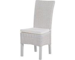 Eetkamerstoelen Rotan - Rieten Stoelen - Woonkamer Meubels - Handgemaakt Vlechtwerk - 46x50x96 cm - Wit