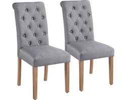 Eetkamerstoelen Set - Keukenstoelen Gestoffeerd - Comfortabel Zitten - Hoge Rugleuning - 62 x 455 cm - Donkergrijs