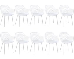 Eetkamerstoelen Set - Stoelen met armleuning - Comfortabel dineren - Versterkt ijzeren frame - 10 stuks - Geel