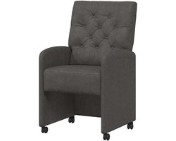 Eetkamerstoelen Set - Stoelen met wielen - Comfortabel Tafelen - Ergonomisch Ontwerp - 58 x 67 x 97 cm - Zwart