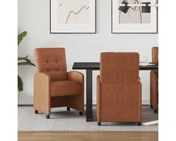 Eetkamerstoelen set - Stoelen met wieltjes - Comfortabel tafelen - Moderne uitstraling - 57 x 67 x 98 cm - Bruin