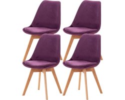 Eetkamerstoelen Set - Stoelen Set - Comfortabel Zitten - Fluwelen Bekleding - Set van 4 - Paars