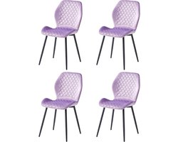 Eetkamerstoelen Set - Stoelen set - Comfortabel Zitten - Zachte Stoffen Bekleding - 48 x 595 x 86 cm - Paars