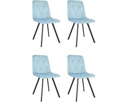 Eetkamerstoelen Set - Stoelen Set - Stijlvol Zitten - Fluwelen Bekleding - Set van 4 - Lichtblauw