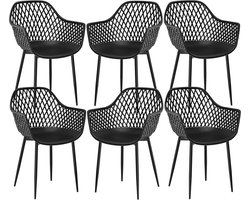 Eetkamerstoelen Set - Stoelen Woonkamer - Comfortabel Zitten - Ergonomisch Ontwerp - Set van 6 - Zwart