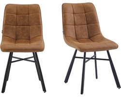 Eetkamerstoelen Set van 2 Dexx - Cognac - Metaalpoot - Microvezel