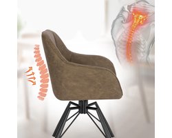 Eetkamerstoelen Set van 2 – Draaibaar 360° – Kunstleer Bruin – Comfortabele Stoelen met Armleuningen en Metalen Onderstel – Ergonomische Design Kuipstoelen 58,5x82,5x54,5 cm – Medahomestore