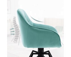 Eetkamerstoelen Set van 2 Draaibaar – Fluwelen Kuipstoelen met Armleuningen en Zachte Rugleuning – Turquoise Stoelen voor Eetkamer, Woonkamer of Keuken – 58,5x82,5x54,5 cm – Luxe Comfort Design – Medahomestore