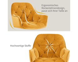 Eetkamerstoelen set van 2 – Luxe Fluwelen Stoelen met Armleuningen & Metalen Poten – Comfortabele Moderne Stoelen voor Eetkamer, Woonkamer of Lounge – Gevoerde Zitting, Ergonomisch Design – Ganeey Velvet Dining Chairs Geel
