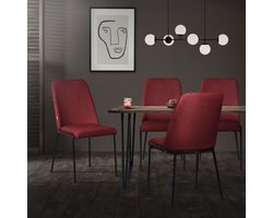 Eetkamerstoelen set van 2 rood met rugleuning, gestoffeerde stoelen voor eetkamer & keuken ML-Design