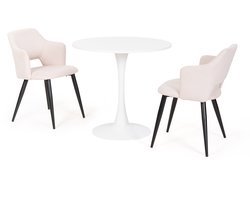 Eetkamerstoelen - Set van 2 Scandinavisch met Stof - Wit/Beige