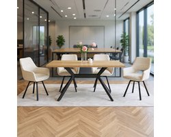 Eetkamerstoelen, set van 4, 360° draaibaar, fauteuils met metalen poten, geschikt als eetkamerstoelen, fluwelen stoelen, keukenstoelen, woonkamerstoelen, gestoffeerde stoelen met een fluweelachtige uitstraling, beige - Casa Serena