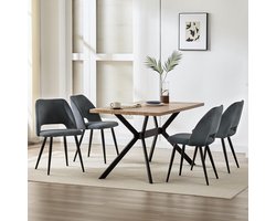 Eetkamerstoelen Set van 4 - 45 x 48 x 80 cm - Corduroy Bekleding - Ergonomische Scandinavische Keukenstoelen met Metalen Poten - Gestoffeerde Stoelen voor Eetkamer, Woonkamer, Slaapkamer - Zwart - Mobili Bella