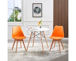 Eetkamerstoelen Set van 4 – 82 cm Hoog Scandinavisch Design met Massief Houten Poten en Gestoffeerde Zitting – Kunststof Kuipstoel Grijs – Urbanhome