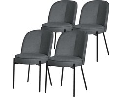 Eetkamerstoelen set van 4 antraciet met rugleuning, gestoffeerde stoelen voor eetkamer & keuken ML-Design