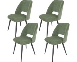 Eetkamerstoelen Set van 4 - Comfortabele Corduroy Stoelen met Metalen Poten voor Eetkamer en Woonkamer