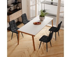 Eetkamerstoelen Set van 4 – Design Stoelen met Hoge Rugleuning – Zonder Armleuning – Metalen Poten – Comfortabele Dining Chairs