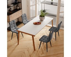 Eetkamerstoelen Set van 4 – Design Stoelen met Hoge Rugleuning – Zonder Armleuning – Metalen Poten – Comfortabele Dining Chairs