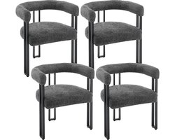 Eetkamerstoelen, set van 4, eetkamerstoelen met armleuningen, design stoel, keukenstoel, eetkamerstoel, stoel, comfortabel, modern, voor eetkamer, woonkamer, slaapkamer, van chenille-metaal,