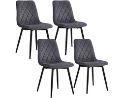Eetkamerstoelen - set van 4 - fluweel - 120 kg - antraciet