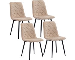 Eetkamerstoelen - set van 4 - fluweel - 120 kg - beige