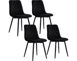Eetkamerstoelen - set van 4 - fluweel - 120 kg - zwart