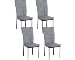 Eetkamerstoelen Set van 4 - Fluwelen stoelen - Gewatteerde stoelen - Ergonomische hoge rugleuning - Duurzame metalen poten - Veelzijdig gebruik - 42,5 cm x 96,5 cm x 57,5 ​​cm