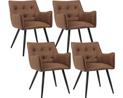 Eetkamerstoelen Set van 4 - Keukenstoelen - Bureaustoelen - Comfort van schuim met hoge dichtheid - Stevig metalen frame - Ergonomisch ontwerp - 57 cm x 80 cm x 57 cm