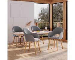 Eetkamerstoelen set van 4 met armleuningen – Ganeey Corduroy Donkergrijs – Gestoffeerde Keukenstoelen met Houten Poten – Ergonomische Comfort Stoelen voor Eetkamer & Woonkamer – Luxe & Stabiele Design Stoelen