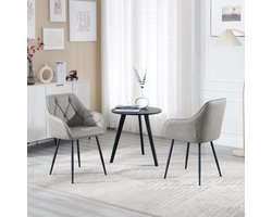 Eetkamerstoelen Set van 4 met Armleuningen – Vintage Kunstleren Stoelen, Ergonomisch & Comfortabel, Metalen Poten, Industrieel Design – Donkergrijs – HomebyNicole