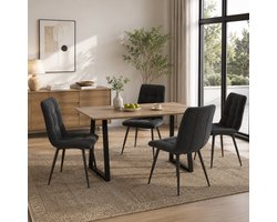 Eetkamerstoelen - Set van 4 - Moderne met stof beklede keukenstoelen - Metalen Poten - Modern Design eetkamerstoel- voor Keuken, Eetkamer - Stoel - Fluweel - Grijs