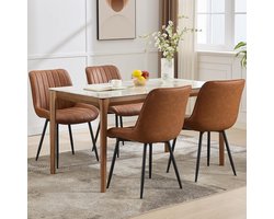 Eetkamerstoelen Set van 4 - PU Leren Stoelen BruinMetaal 150kg