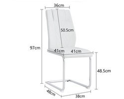 Eetkamerstoelen Set Van 4 Stuks 41x48x97 cm Stoelen Wit Zilver Metaal Pu Leer Scandinavisch Design Met Rugleuning Antislip Poten Voor Eetkamer Keuken Woonkamer