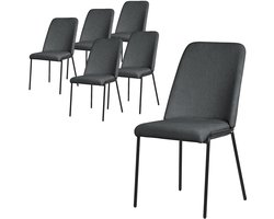 Eetkamerstoelen set van 6 antraciet met rugleuning, gestoffeerde stoelen voor eetkamer & keuken ML-Design