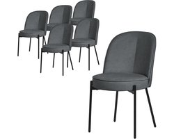 Eetkamerstoelen set van 6 antraciet met rugleuning, gestoffeerde stoelen voor eetkamer & keuken ML-Design