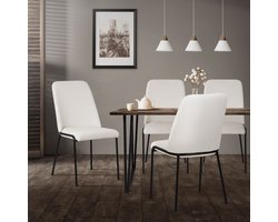 Eetkamerstoelen set van 6 beige met rugleuning, gestoffeerde stoelen voor eetkamer & keuken ML-Design