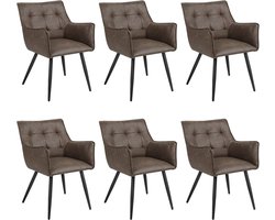Eetkamerstoelen Set van 6 - Elegante stoelen - Comfortabele zitting - Schuim met hoge dichtheid - Stevig metalen frame - Ergonomisch ontwerp - 57 cm x 80 cm x 57 cm