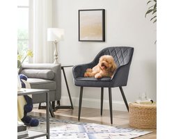 Eetkamerstoelen - Set van 6 - Fluwelen stoelen - Met armleuningen - Modern - Grijs