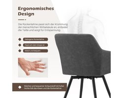 Eetkamerstoelen Set van 6 Ganeey Luxe Draaibare Stoelen met Armleuningen – 360° Kunstleren Design Stoelen met Metalen Poten, Comfortabele Polster Stoelen voor Eetkamer, Keuken & Woonkamer – Lichtgrijs