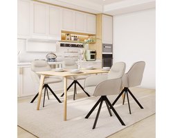 Eetkamerstoelen Set van 6 – Ganeey Luxe Draaistoelen met Armleuningen – Beige Fluwelen Stoelen met Metalen Poten – 360° Draaibaar & Ergonomisch Ontwerp – Comfortabele Keukenstoelen voor Eetkamer, Woonkamer & Kantoor