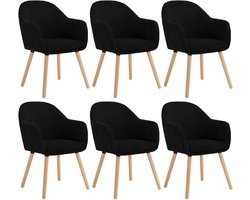 Eetkamerstoelen set van 6 - Gestoffeerde stoelen - Comfortabel zitcomfort - Hoog comfort, robuuste stabiliteit, veelzijdig ontwerp - Corduroy en hout - 55,5 cm x 83,5 cm x 56,5 cm